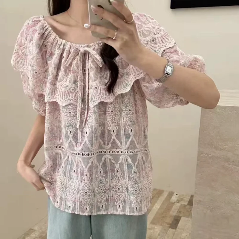 

Новинка,Лето,Корейский,Стиль,Свободный,Блузка,Шик,Сексуальный,Подставка,Пэчворк,Принт,Цветочный,Дизайн,3D,Оборки,Женский,Короткий рукав,Пловер,Топы 562603