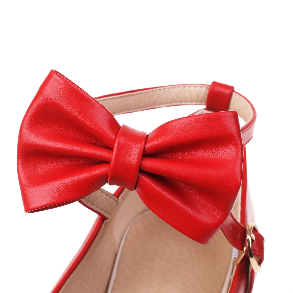 Ankle Strap Lolita Shoes Womens Platform High Heels Cute Pumps Sweet Bow Ladies Office Footwear Cosplay Red White Pink Black