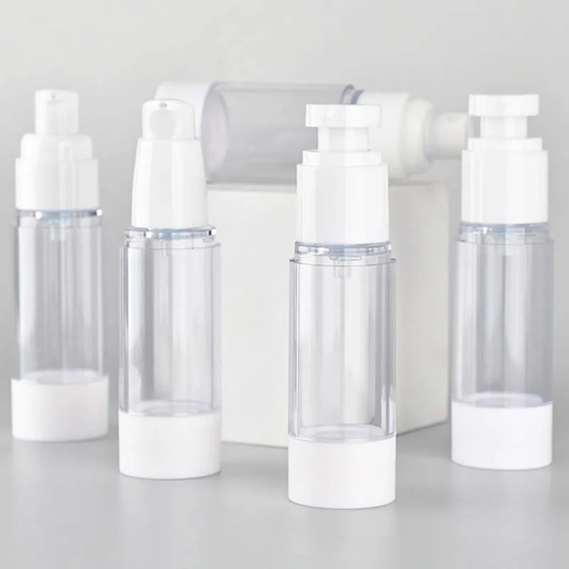 10Pcs 15/30/60/80/100ml Vacuum Pump Bottle Transparent Airless Spray Bottle Empty Emulsion Refillable Bottles Travel Accessories