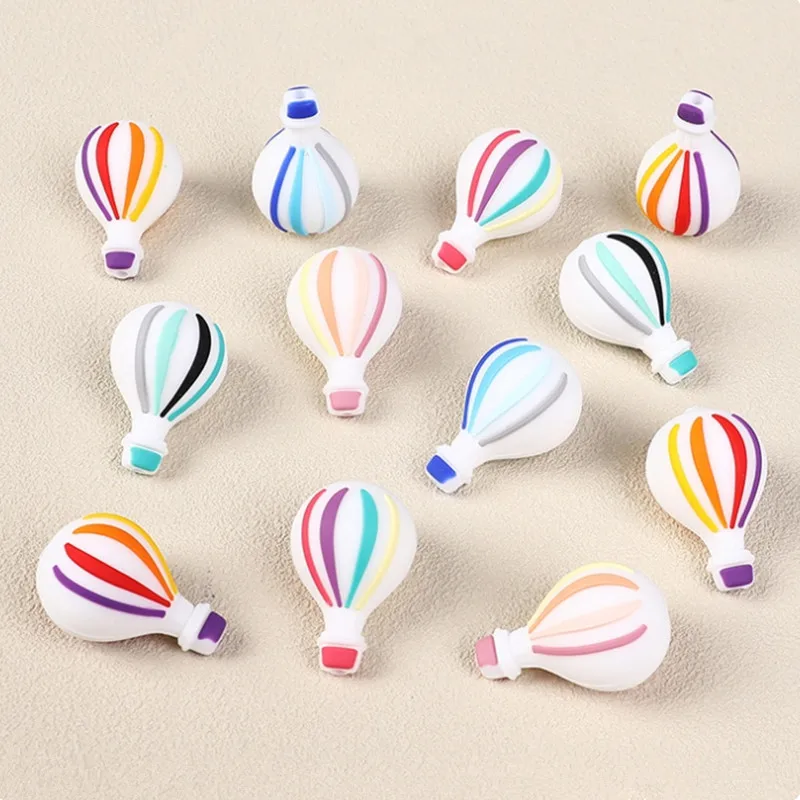 20pcs Balloon Silicone Beads BPA Free Food Grade Silicone Pacifier Chain Clips Beads Newborn Baby Toys DIY Jewelry Accessories