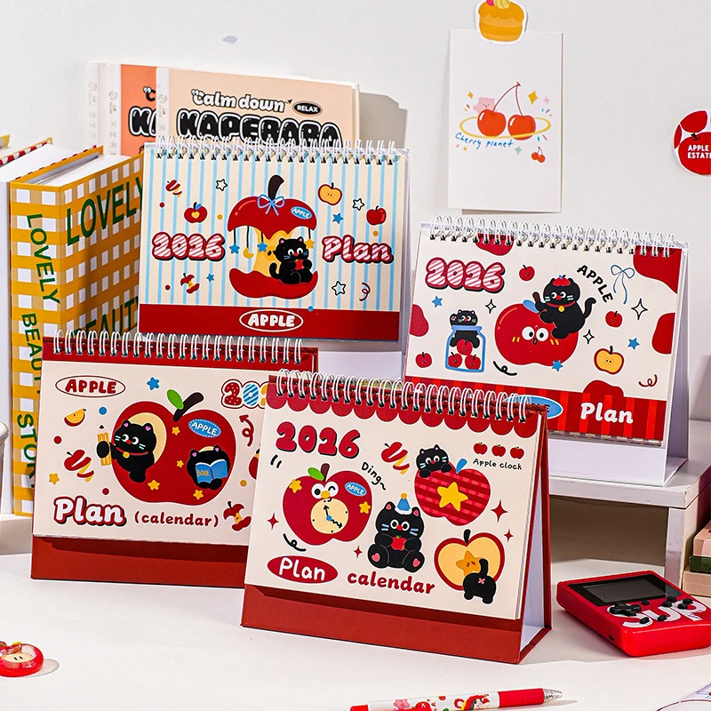 2026 Desk Calendar - Cartoon Design with Double Helix Binding for Home & Office, Fun Time Management Tool