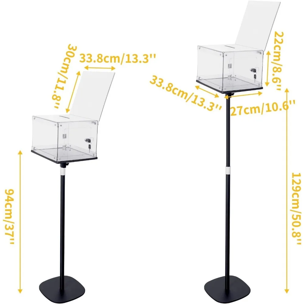 صندوق اقتراحات مع حامل، صناديق تقديم قائمة على الأرض للكنيسة، حامل اللافتات، قاعدة معدنية شديدة التحمل، قفل صناديق التبرعات