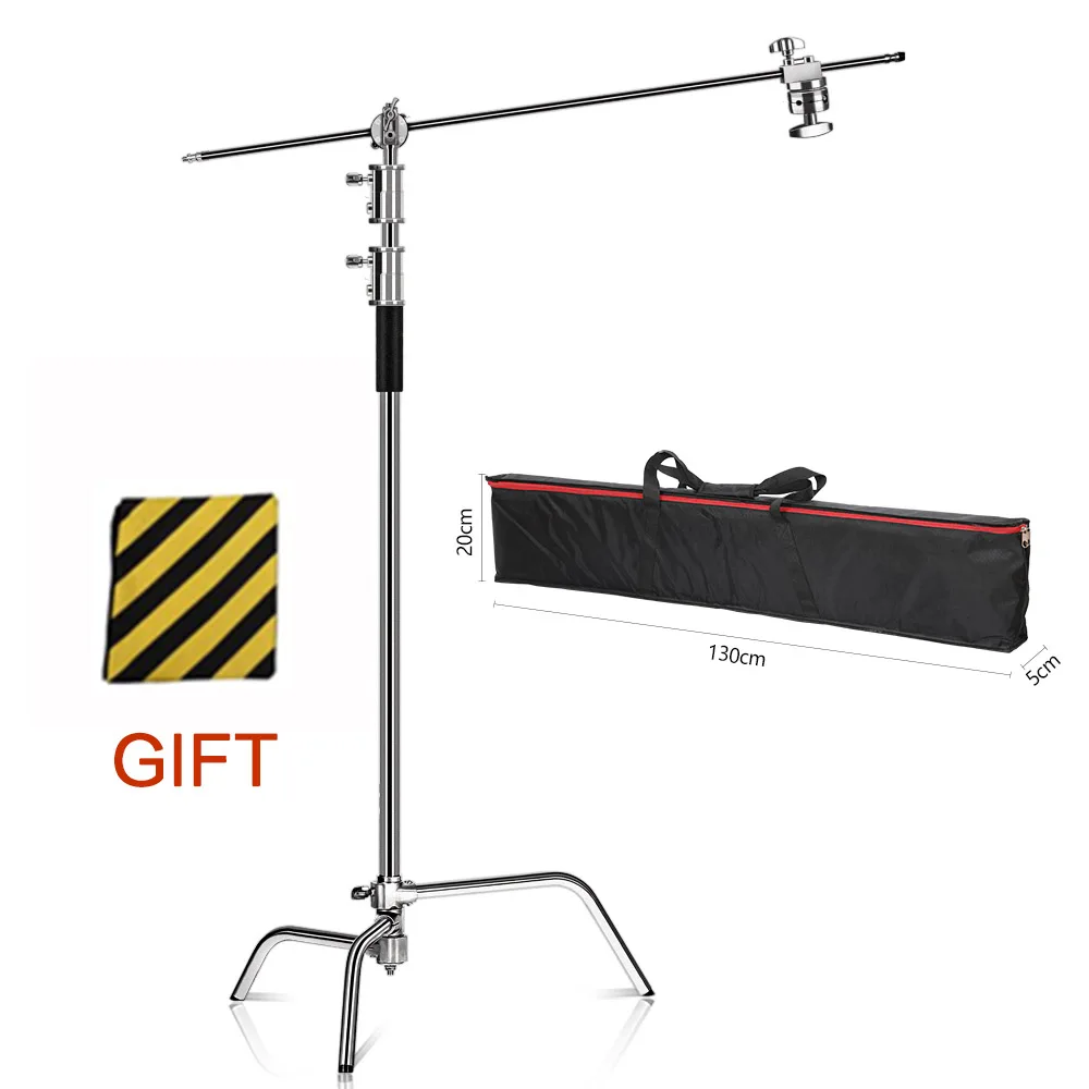 Metal 8.5ft/260cm Adjustable Reflector Stand with 3.5ft/107cm Holding Arm and 2 Pieces Grip Head for Photography Studio light