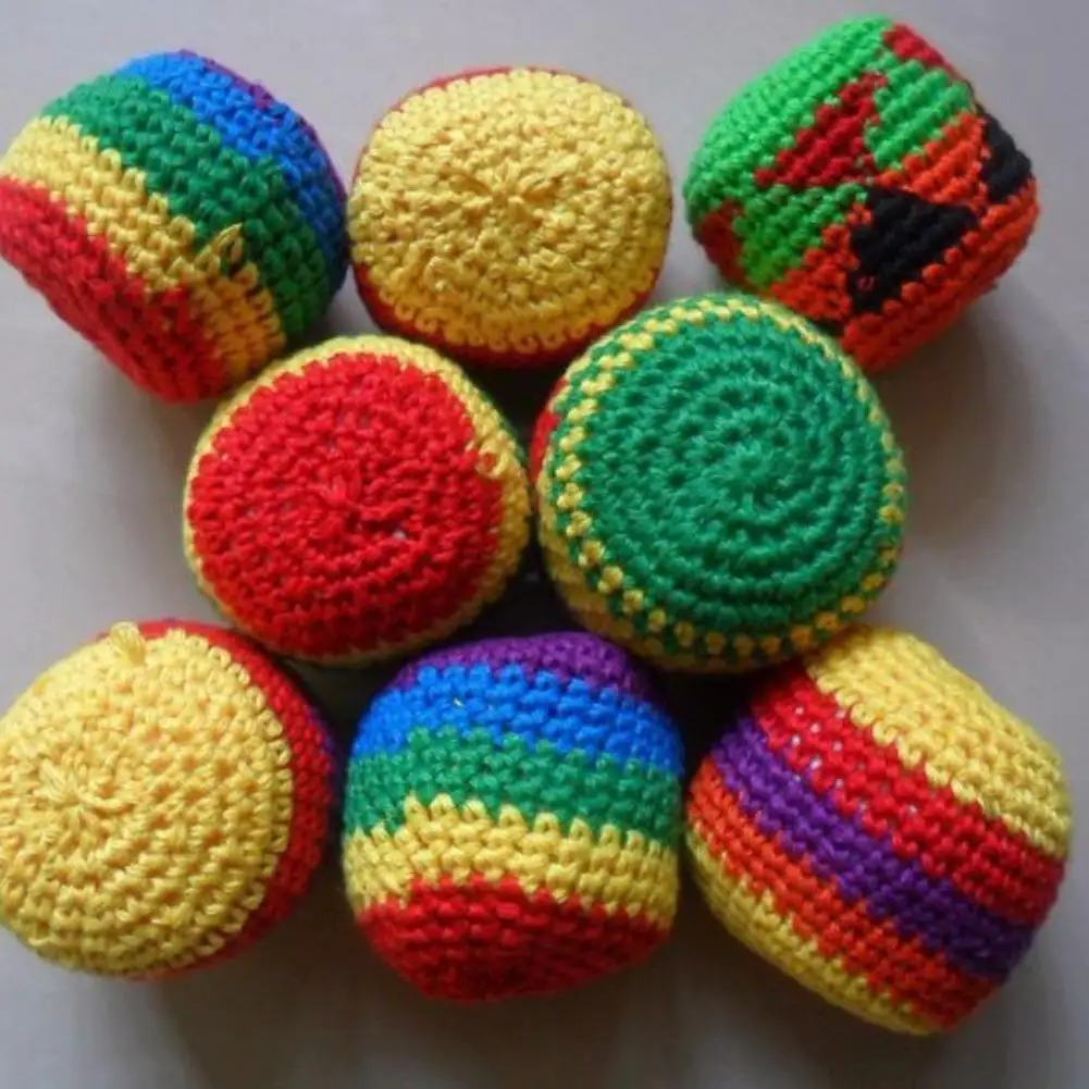 

6/12PCS Hand-made Knitted Footbag Adults & Children Juggling Balls For Beginners, Multicolored Geometric Pattern