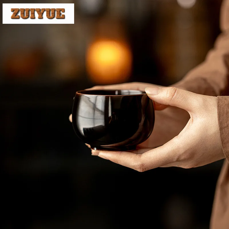 200 مللي الذهب الأسود الأسود الصقيل أرهات فنجان الشاي بوتيك وعاء الشاي كوب للشاي الشاي تذوق التأمل كوب Jianzhan ماستر كوب أدوات المائدة