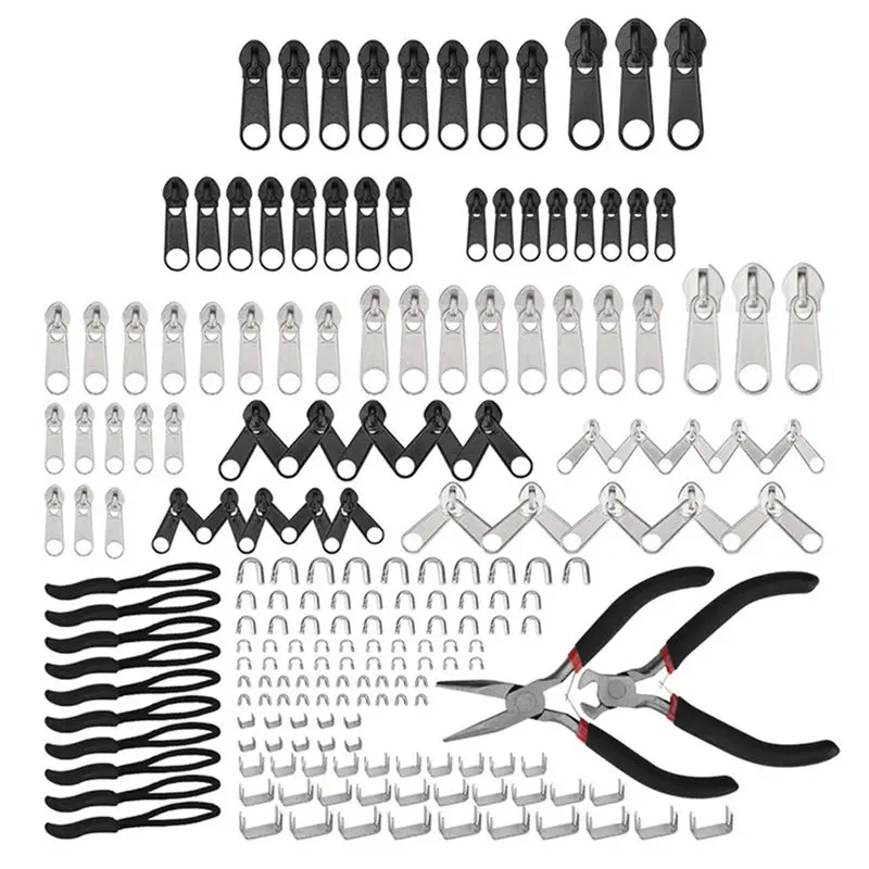 

ABJT-Zipper Repair Kit Zipper Replacement Pull Rescue With Zipper Install Pliers Tool &Amp, Extension Pulls Luggage