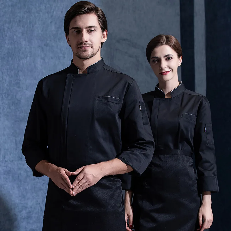 Chef Uniform Long Sleeve Hotel Dining Kitchen Work Clothes Western Restaurant Zipper Chef Restaurant Chef Work Wear