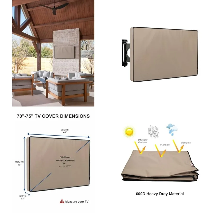 Outdoor TV Cover 70 to 75 ch Weatherproof, Cover Size 68