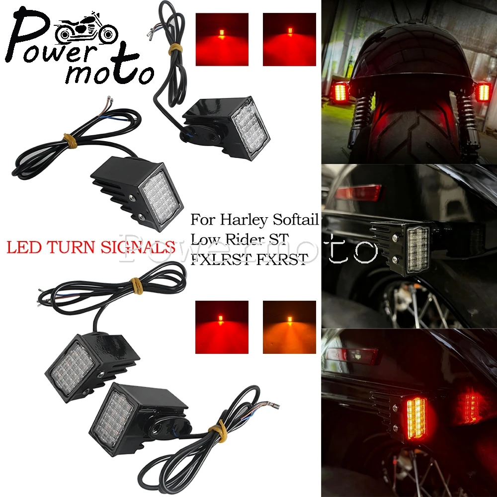 Motorcycle Led Turn Signals Directional Indicators Flashing Rear Tail Brake Flasher Light DRL Lamp For Harley M8 FXLRST FXRST 22