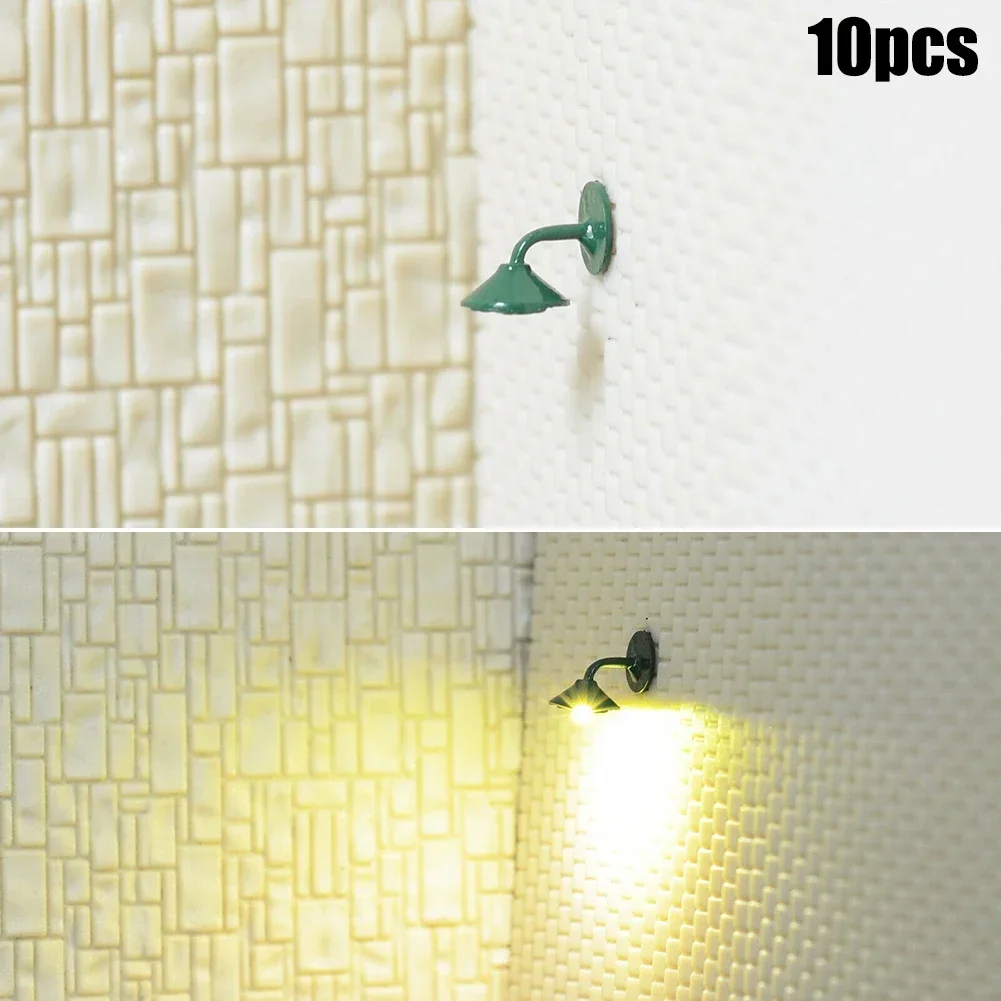 10pc lampa ścienna kinkiet lampy uliczna Model pociąg kolejowy lampa Led dla OO/HO Scale LED Model lampa uliczna krajobraz 1cm