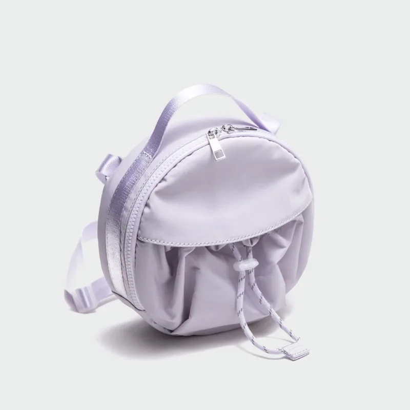 Taro Purple Portable Small and Exquisite Drawstring Nylon Fabric Small Round Bag Movement Fallow Satchel Fold Female Tide