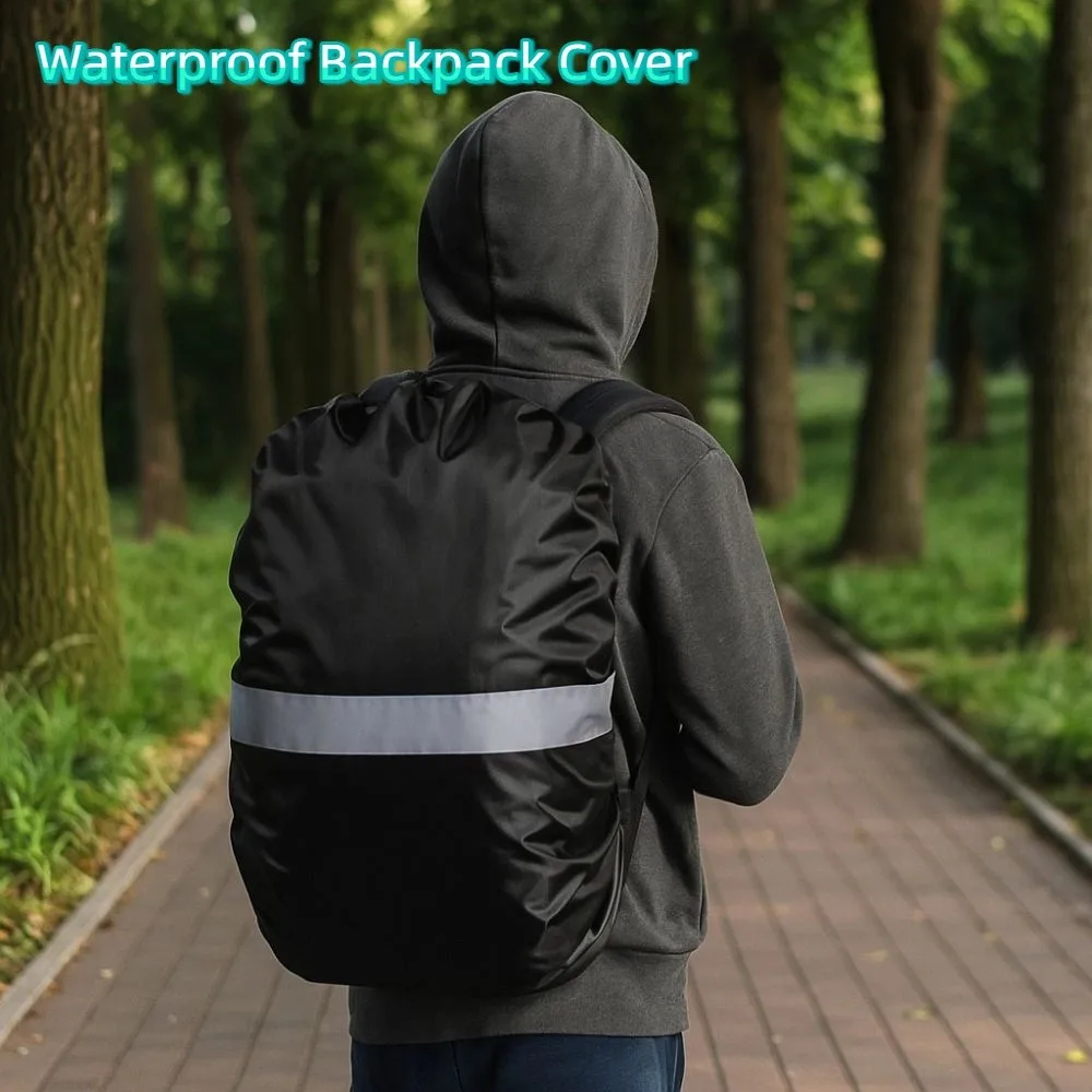 Double Buckle Reflective Rain Cover Oxford Cloth Adjustable Waterproof Backpack Cover Elastic Backpack Rain Cover Travel