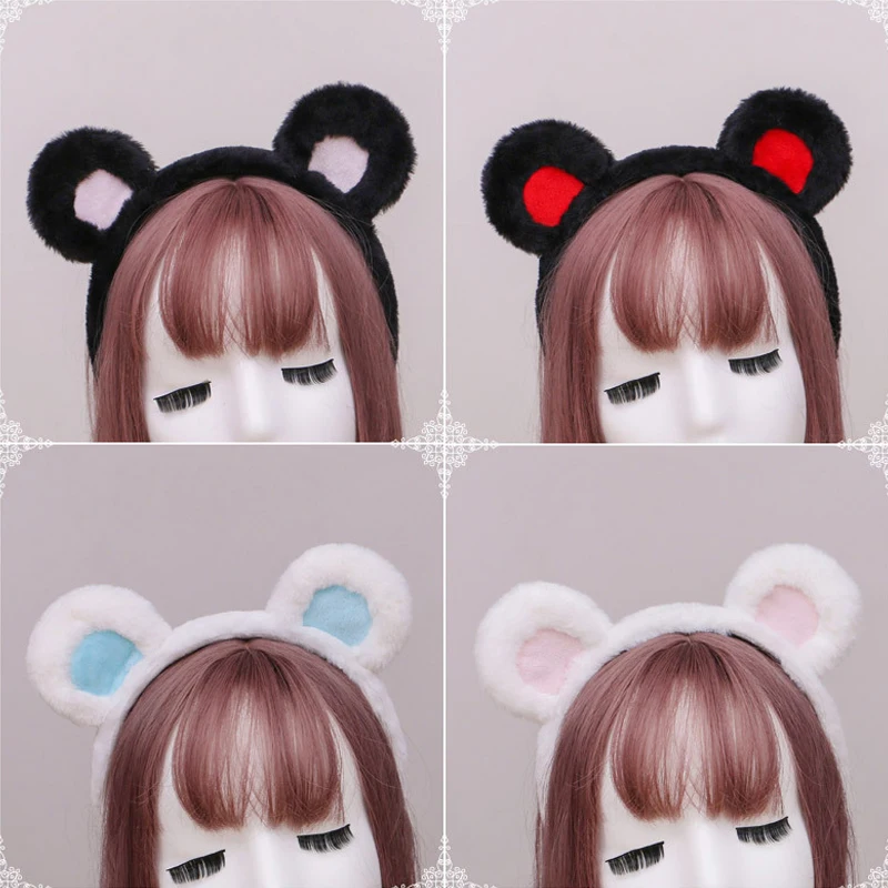 New Lolita Plush Hair Hoop Animal Bear Ears Headbands Hair Band Cute Headpiece Anime Lolita Cosplay Accessories