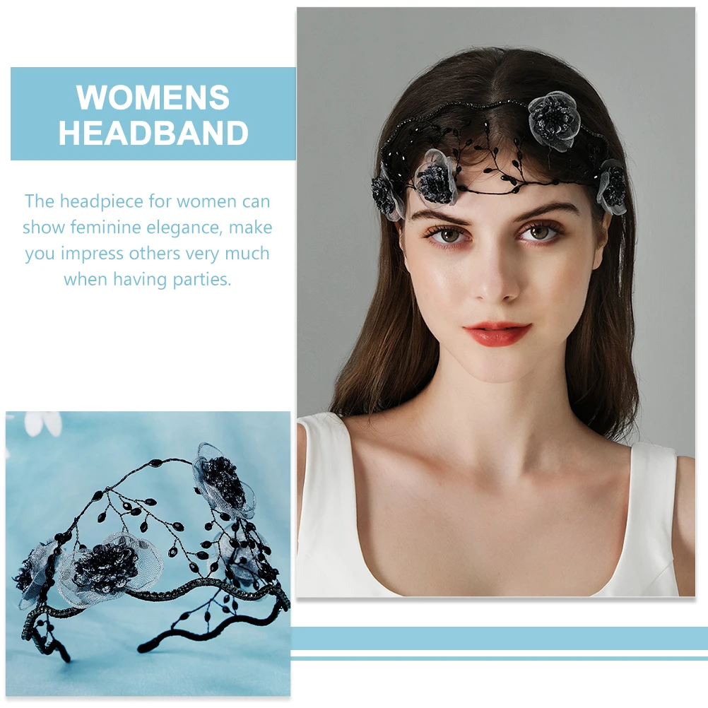 

Vintage Lace Hair Accessories Women Headband Rhinestone Bridal Wedding Party Prom Decor Headbands For Girls Femme Jewelry