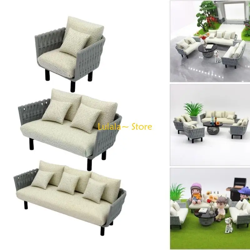 

Y4QA 1/20 1/25 1/30 Scale Miniature Couch With Pillow and Cushion For Creative Craft Projects And Children Roleplay Game Toy
