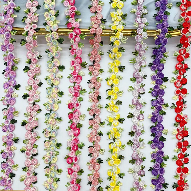 30Yards Floral Lace Fabirc Ribbon Embroidered Flower Lace Trim DIY Sewing Handmade Decorative Ribbon Polyester Lace Trim 24mm