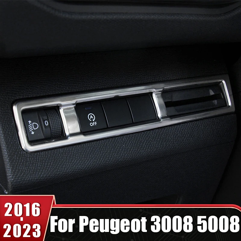 

For Peugeot 3008 5008 GT 2016 2017 2018 2019 2020 2021 2022 2023 Hybrid Car Headlight Adjustment Knob Switch Cover Trim Sticker