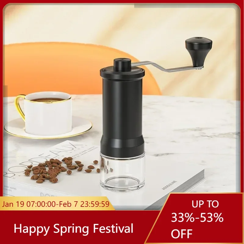 

Manual Coffee Grinder Household Hand-Cranked Bean Grinder Ceramic Grinding Core Portable Small Coffee Tools with Cleaning Brush