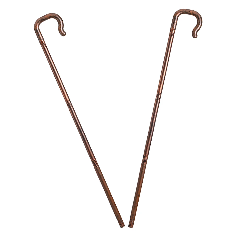 

2Pcs Pharaoh Cane Halloween Props Dark Brown Plastic Decorative Sticks Stage Performance Cosplay Accessories Walking Canes Tips