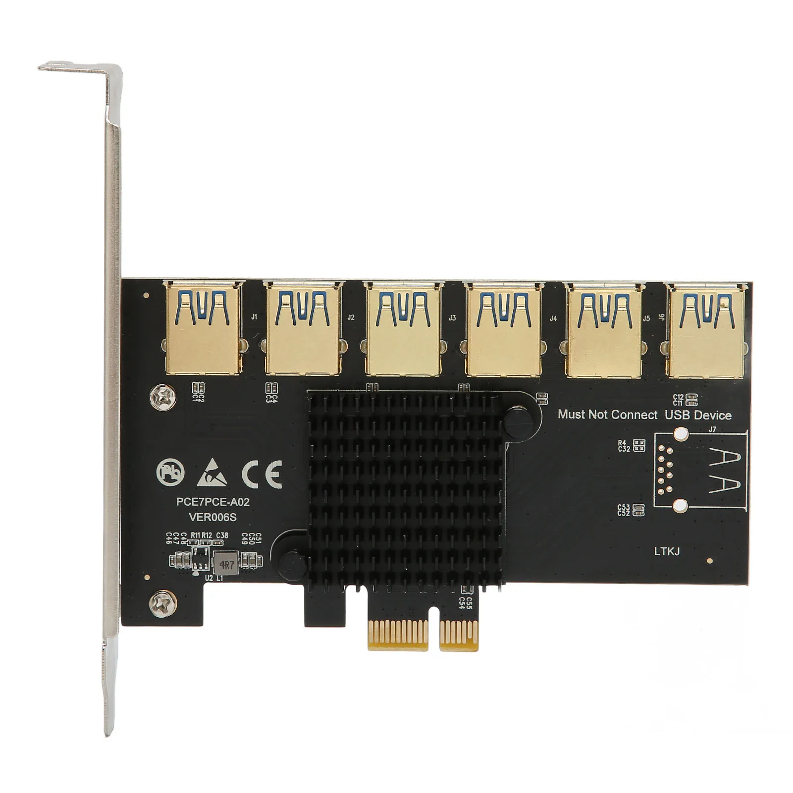

PCIE 1–PCIE 6 1–6 Простая установка 6 интерфейсов PCIE 1X USB3.0 PCIE 1–6 Riser Card для графики для ПК для компьютера