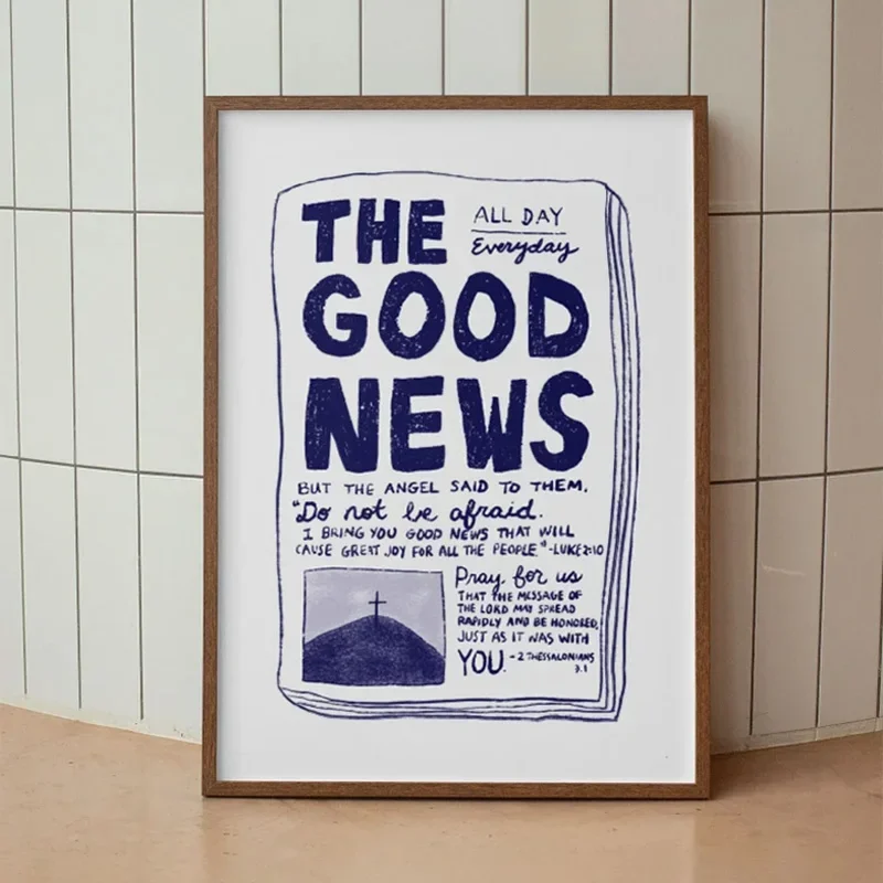 

Aesthetic Christian Alphabet Poster Encouragement Gallery Wall Canvas Painting Good News Modern Art Bible Verse Wall Art