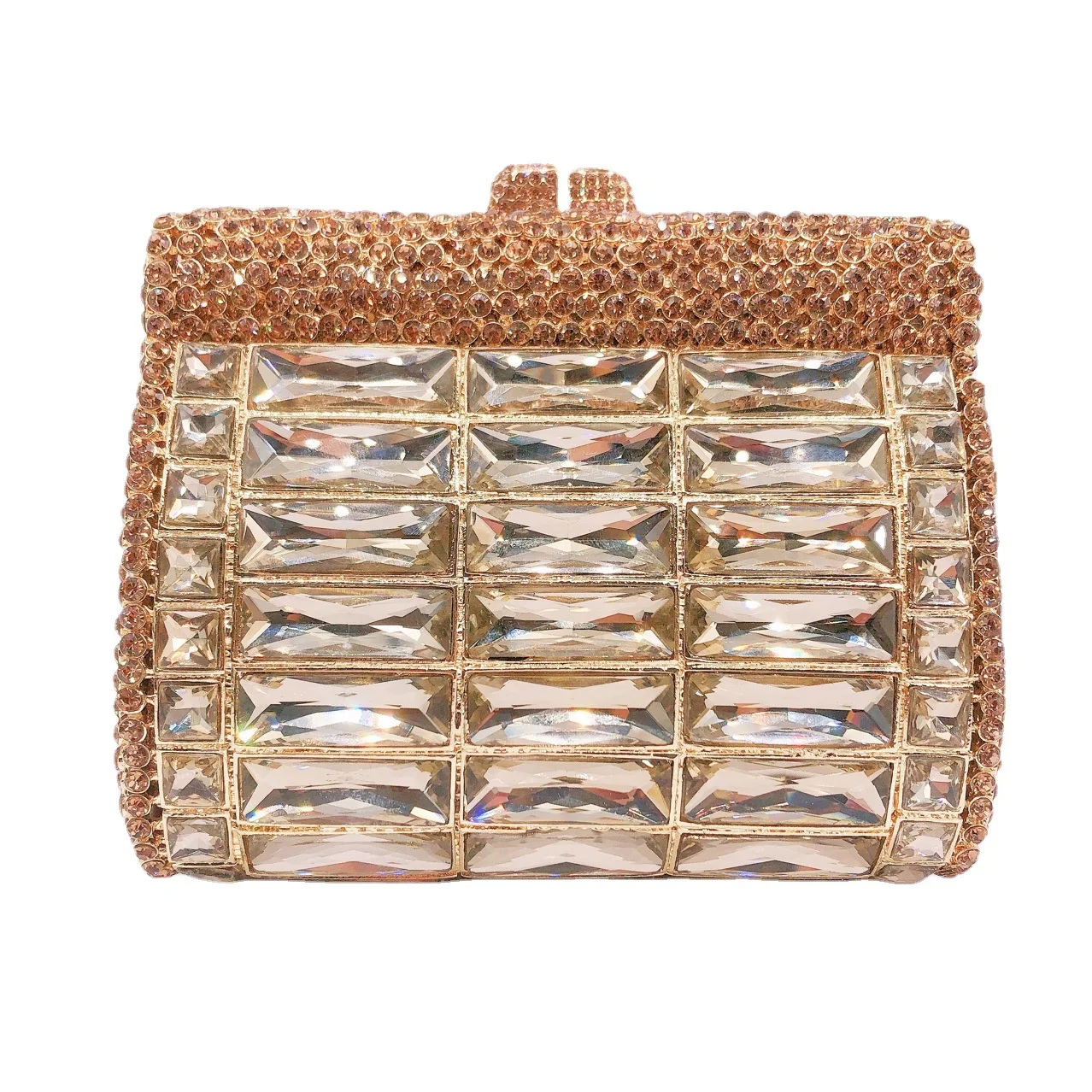 Female Gold Glass Rhinestone Evening Bag Luxury Women Crystals Prom Clutches Lady Diamond Wedding Party Handbags Shoulder Bags