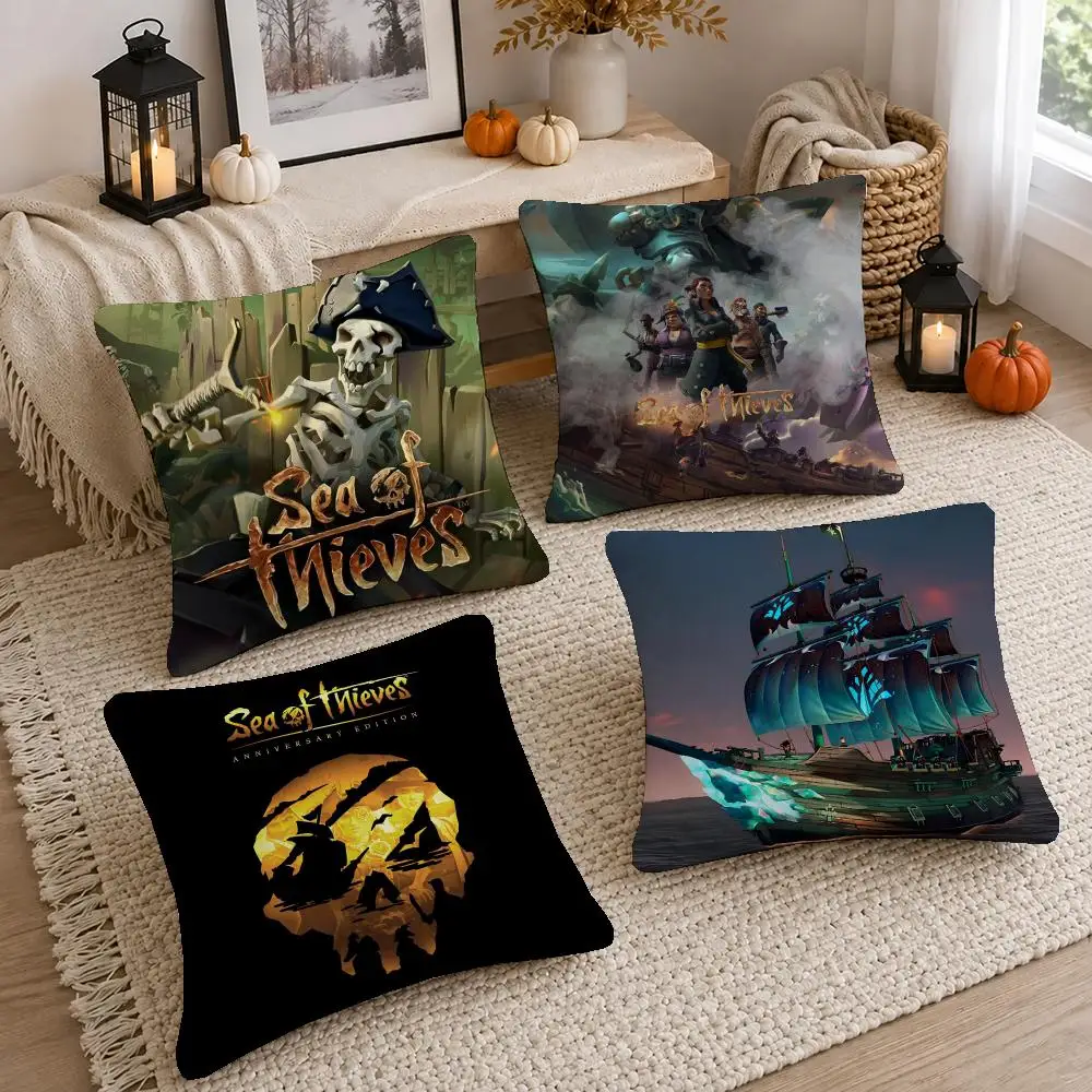 Epic Game Sea of Thieves Cushion Cover Short Plush Pillow Cover, Washable Wrinkle-Resistant for Sofa Bedroom Decor Gift