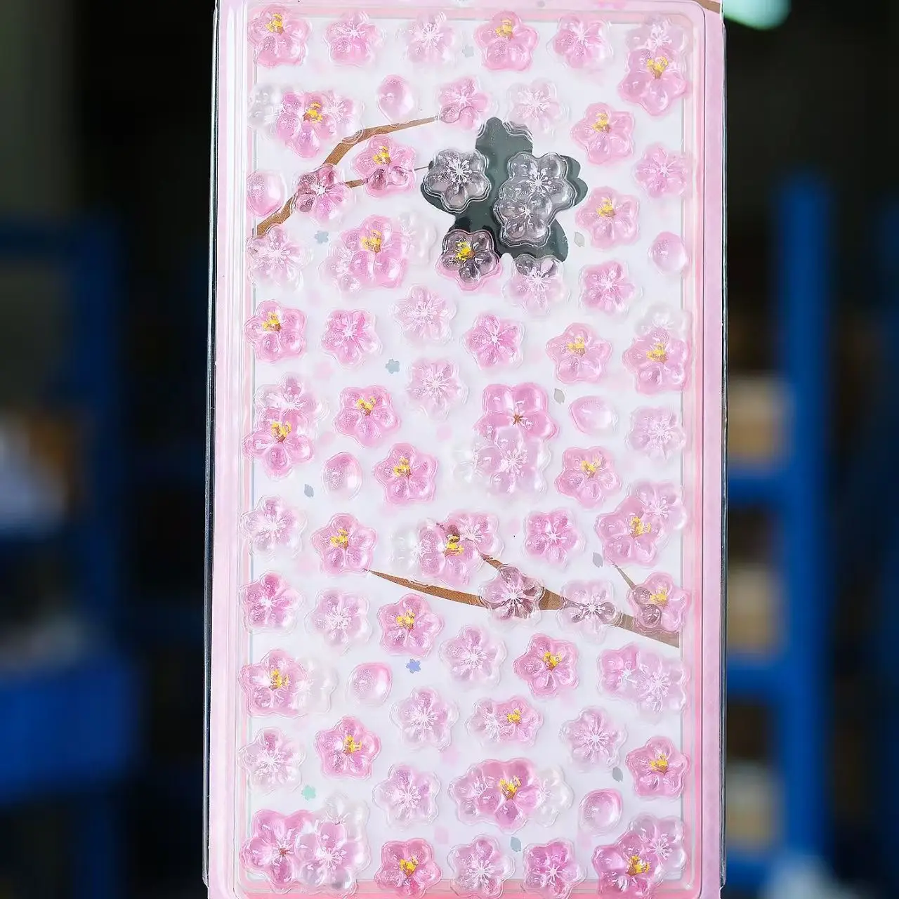 Autocollants de fleurs de cerisier, étui de téléphone périphérique créatif de dessin animé, autocollant Transparent, matériel de compte à main, cadeau d'anniversaire pour ami