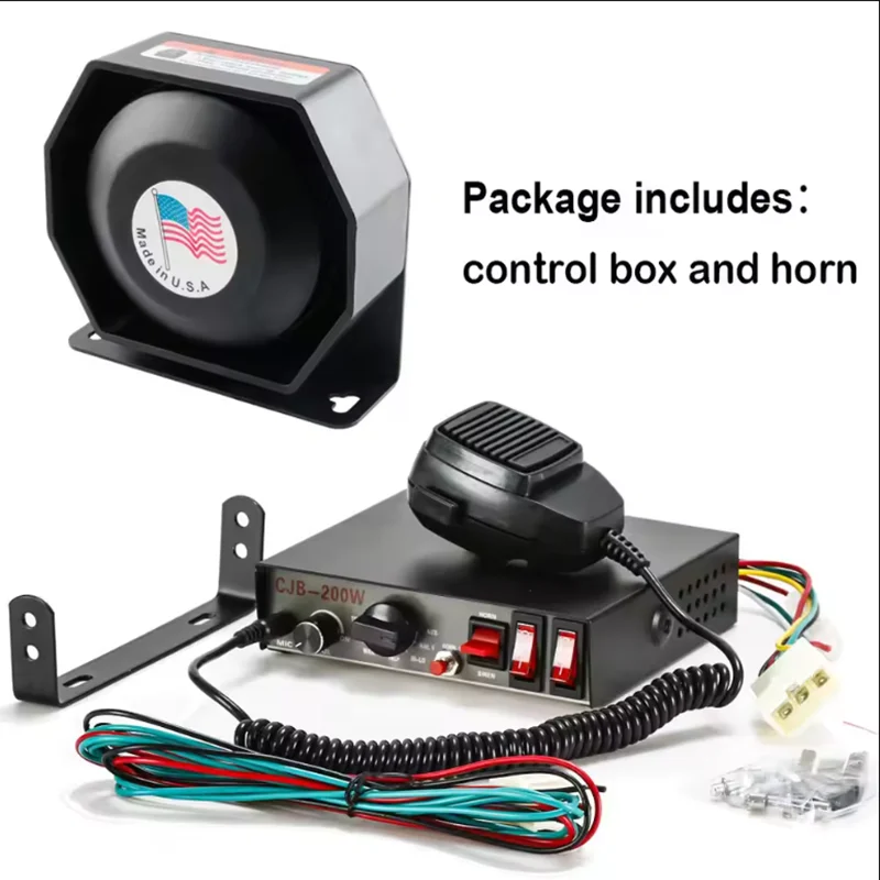 Car Fire Ambulance Warning Alarm Speaker 200W police 12V/24VLoud Tone Sound Mic Loudspeaker System Auto Motorcycle Truck Horn