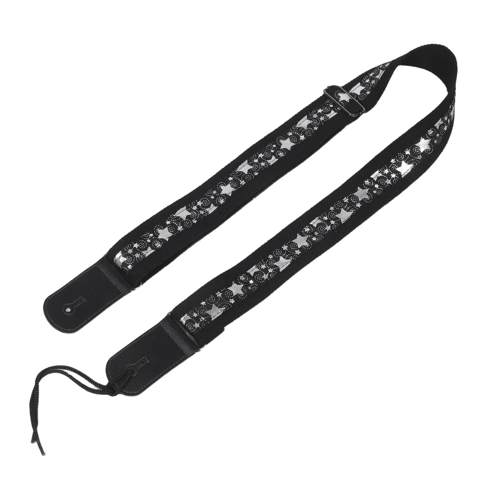 

Регулируемый ремень для гитары с черным звездным узором, широкий, с мягкой подкладкой, для акустической, бас- и электрогитары, надежный, противоскользящий