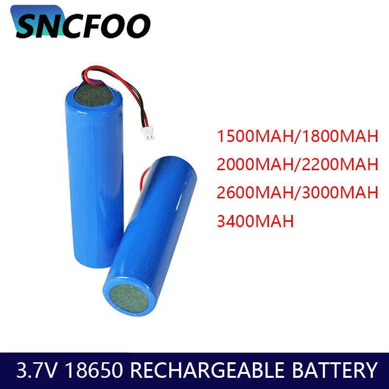 Rechargeable Battery 18650 3.7v Batteries Pack with Weling Wire Plug Pcb 1500mah 1800mah 2000mah 2200mah 2600mah 3000mah 3400mah