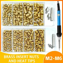 M2 M2.5 M3 M4 M5 M6 Brass Heat Set Threaded Insert with Soldering Iron Tips Tools Knurled Copper Nut Kit for Plastic 3D Printing