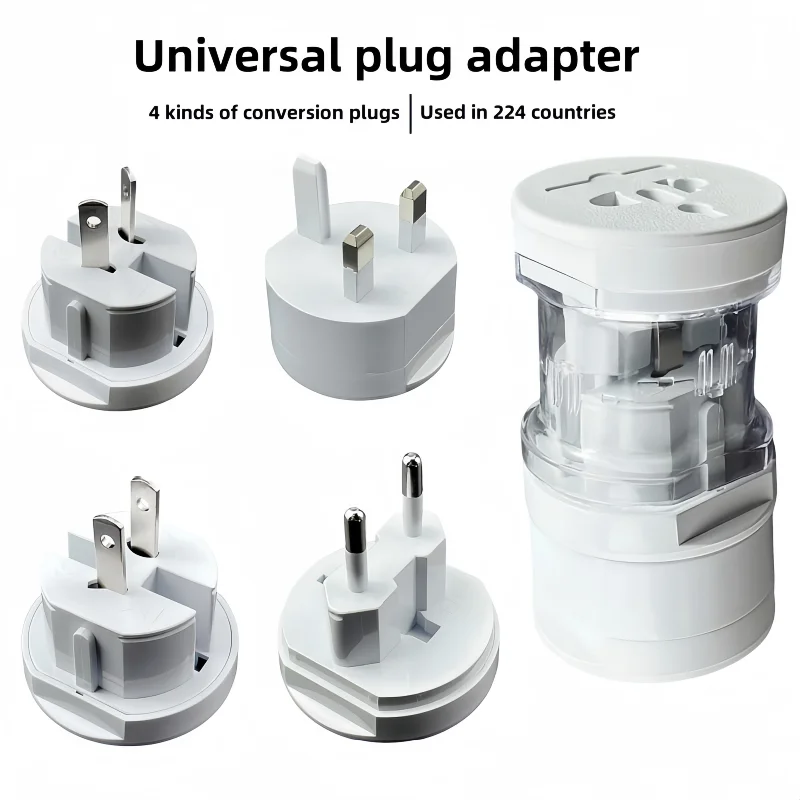 Universal 6A 250V Plug Adapter Low-Power Multi-Function ABS Global Travel Adapter 3-Into-1 Plug Socket for UK US AU EU
