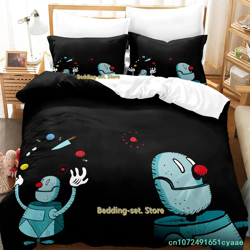 Detective Case And Clown Bot In Murder In The Hotel Lisbon Bedding Set Cartoon three-piece Set Adult Kid Bedroom Duvetcover Sets
