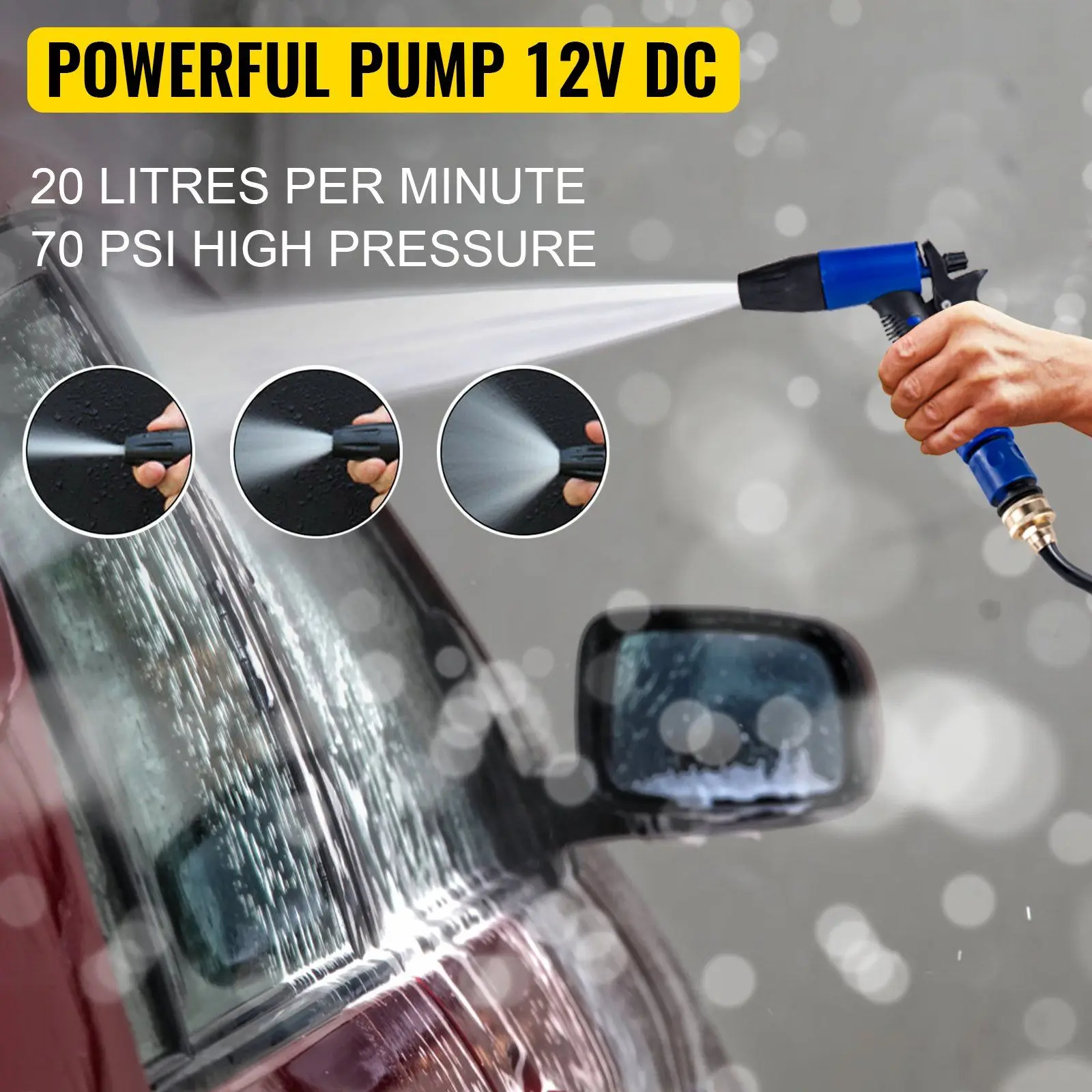 RV Water Pump 5.3 GPM Self-Priming 12V Pump Automatic 70 PSI Diaphragm Pump Washdown Pumps for Boats Caravan RV Marine Yacht