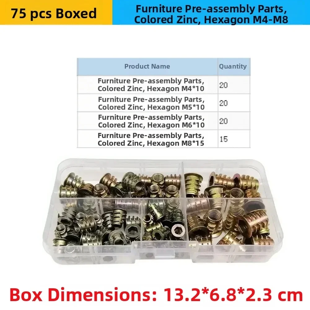 Precision Machined Furniture Insert Fasteners Color Zinc Plated Hex Socket Assorted Screws M5 M6 M8 For Wood Joinery