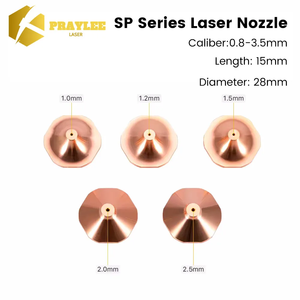 Praylee Laser Nozzles High Speed Series for Hans Single Layer Dia.28mm H15 M11 Caliber 0.8mm-3.5mm Laser Head Cutting Machine