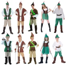 Hunter Warrior Children Boys Kids Fairy Tales Robin Hood Peter Pan Costume Cosplay Halloween Party Role Play Fantasia Dress Set