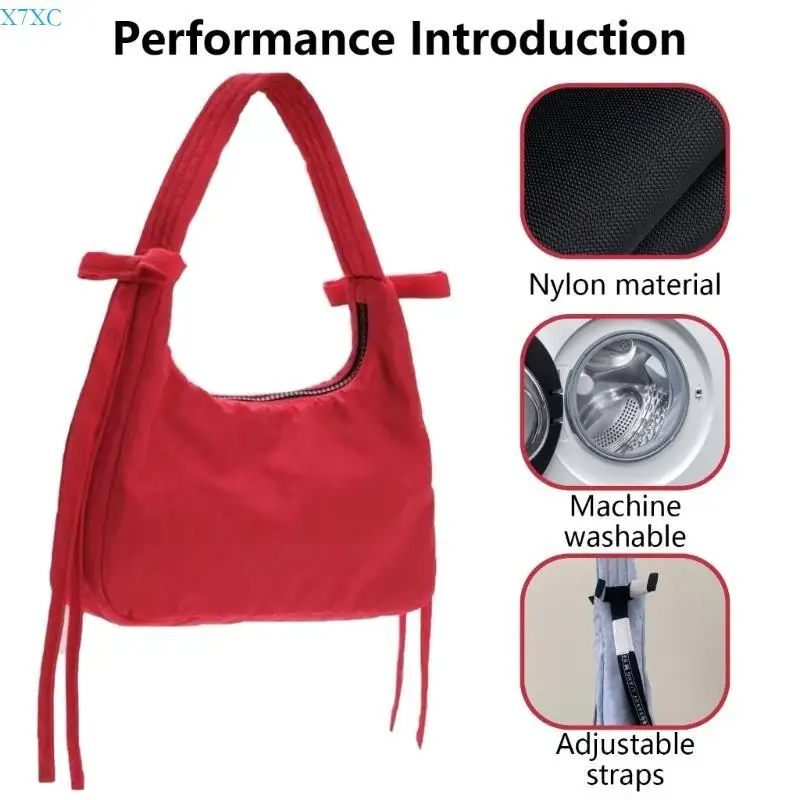 

X7XC Fashionable Casual Nylon Bag Zipper Shopping Handbag Stay Organized for Women