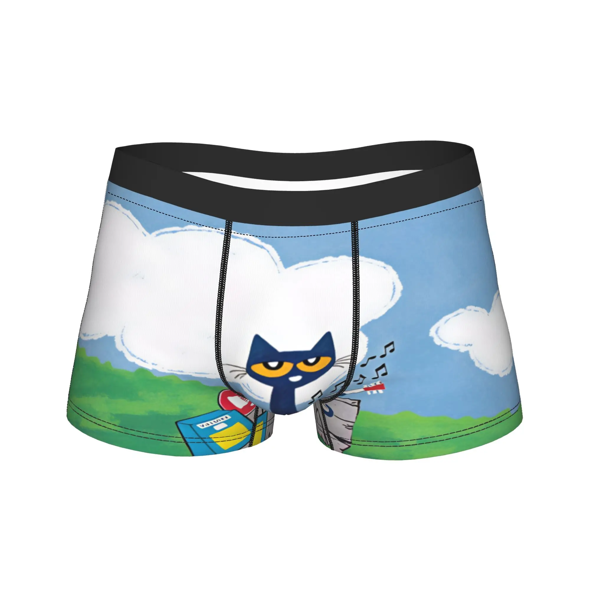 Pete The Cat Stars Comic Underwear  Sexy Soft Underpants Design Shorts Briefs For Males Pouch Oversize Boxershorts