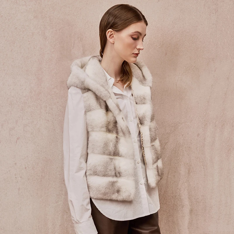 Ftangaiur الشتاء استيراد الصليب سوان المخملية فرو منك سترة معطف مع الفراء هود سترة المنك معطف المرأة لينة الطبيعية ريال فرو المنك معاطف