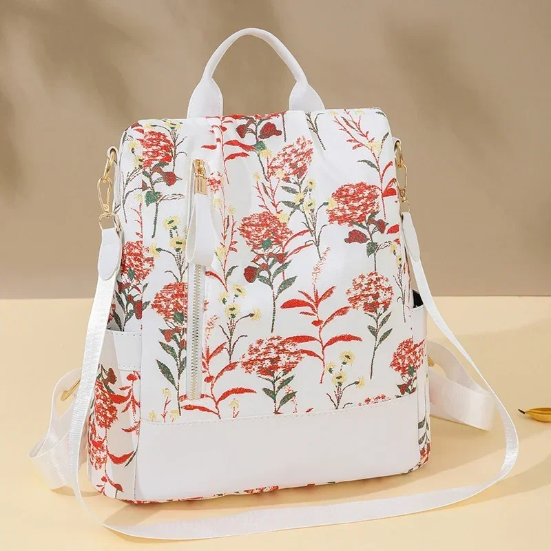 

Flowers Sewing Thread Fashion Backpacks PU High Capacity 2025 High Quality Hot Sale Versatile Commute Delicate Women's Bags