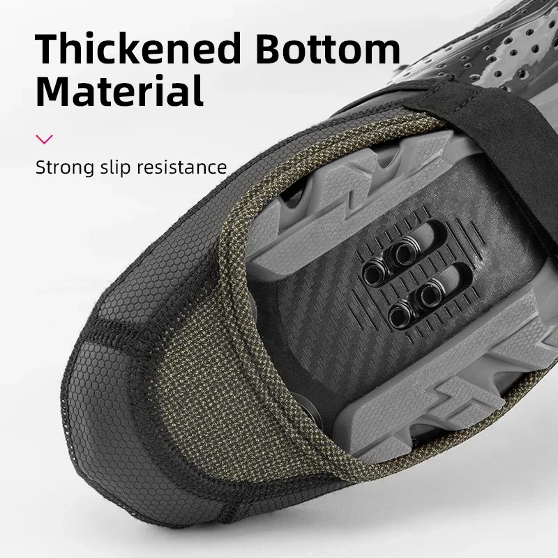 ROCKBROS Waterproof Cycling Shoe Covers Men Women Shoelaces Overshoes PU Leather Wear-resistant Shoe Cover For MTB Road Bike