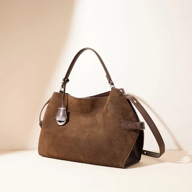 Winter Frosted Leather Tote Bag Large Capacity Handbag Women High End Vintage Bag Shoulder Crossbody