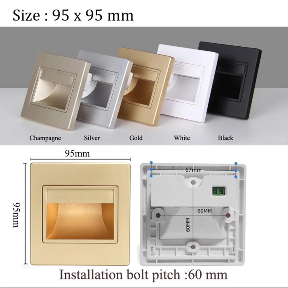 Recessed In Led Stair Light 85-265V Wall Sconce Lighting Step Stairway Aisle Lamps Warm Cool White Basement Passage Footlights