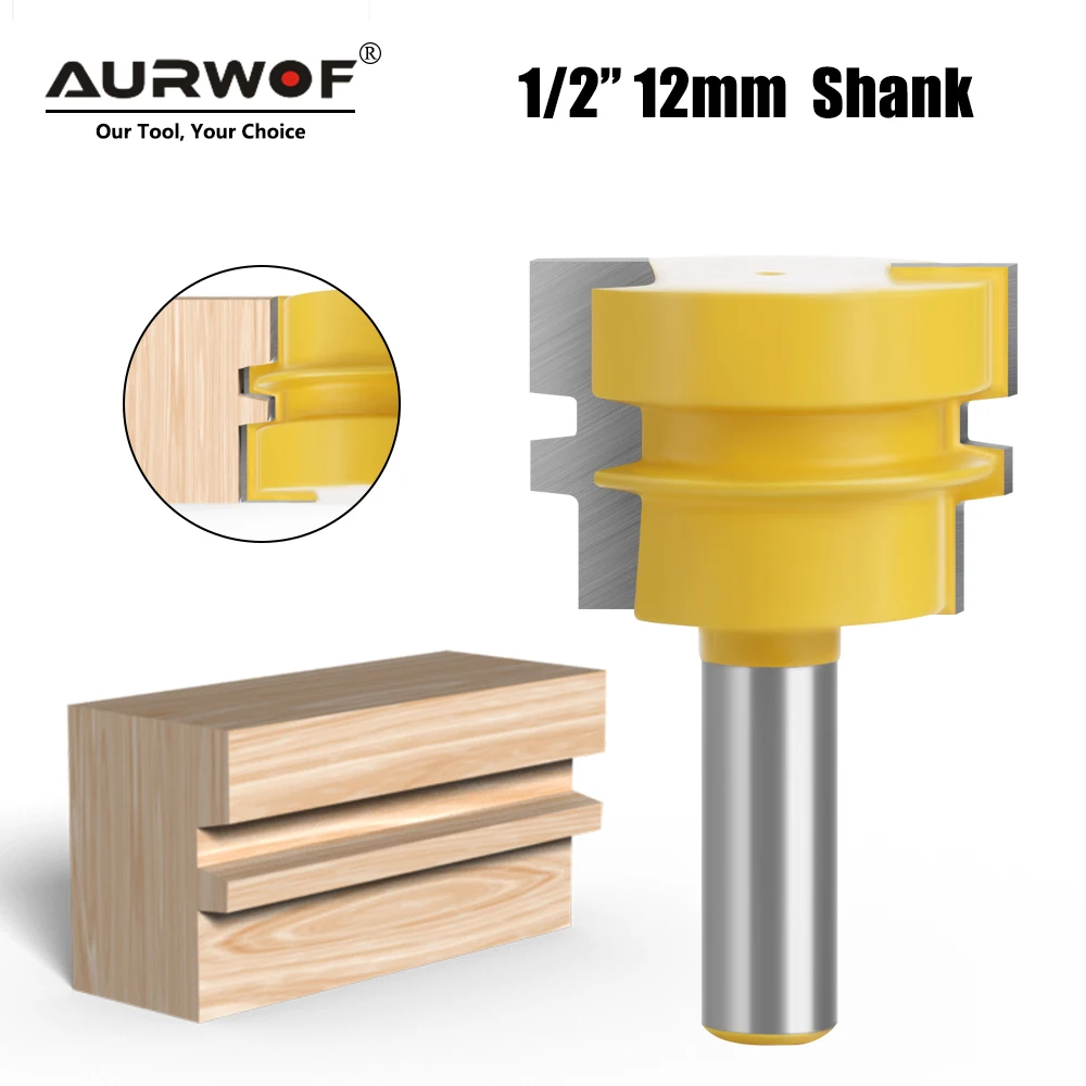 AURWOF 12mm 12.7mm Shank 1/2 Inch Glue Joint Router Bit Tenon Milling Cutter For Wood Reversible Woodworking Chisel MC03119