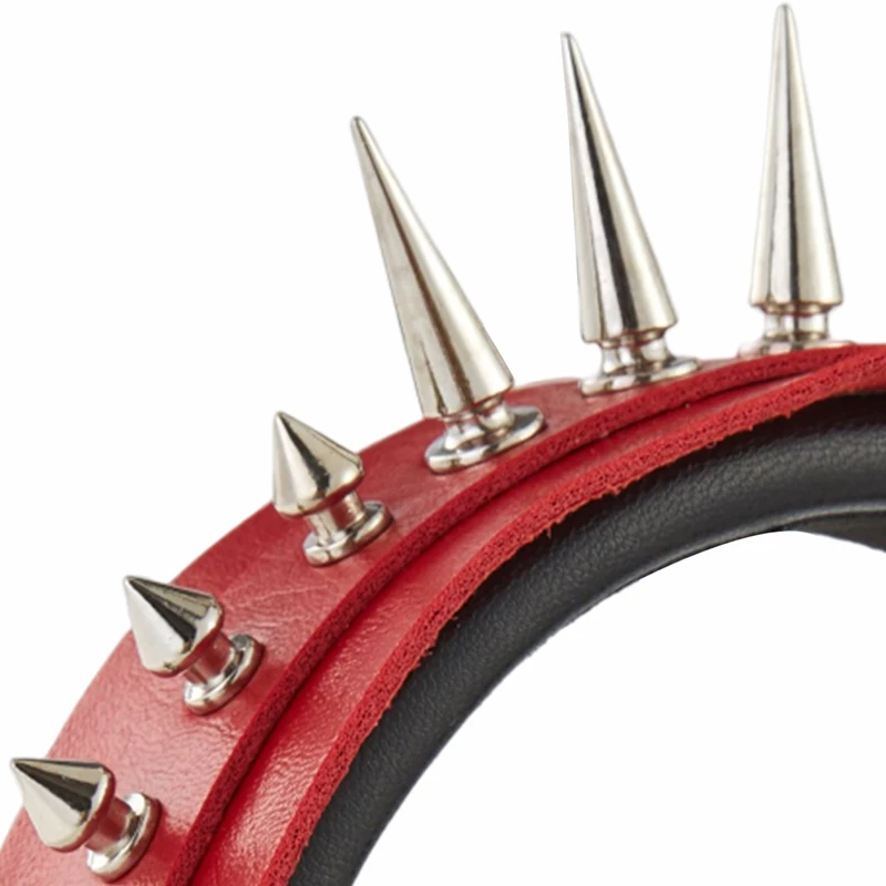 New Big Black Red Spike Headband Steampunk Rivets Wild Punk Rock PU Leather Hairband Gothic Party Hair Accessories