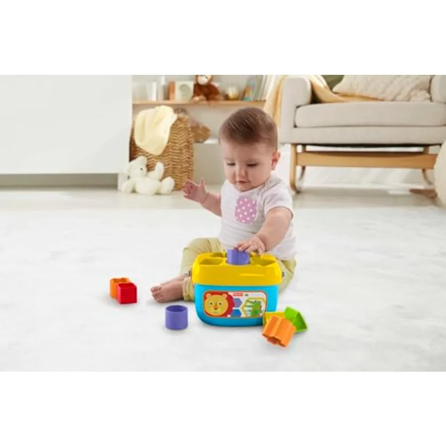 لعبة التراص FisherPrice مجموعة مكعبات أولى للأطفال مكونة من 10 أشكال لفرز اللعب للأطفال الرضع من عمر 6 سنوات فما فوق التعلم التفاعلي
