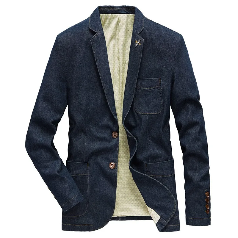 Casual Denim Blazer Men Fashion Cotton Vintage Suit Jacket 4XL Male New Blue Jeans Coat Denim Jacket Mens Slim Fat Jeans Blazers