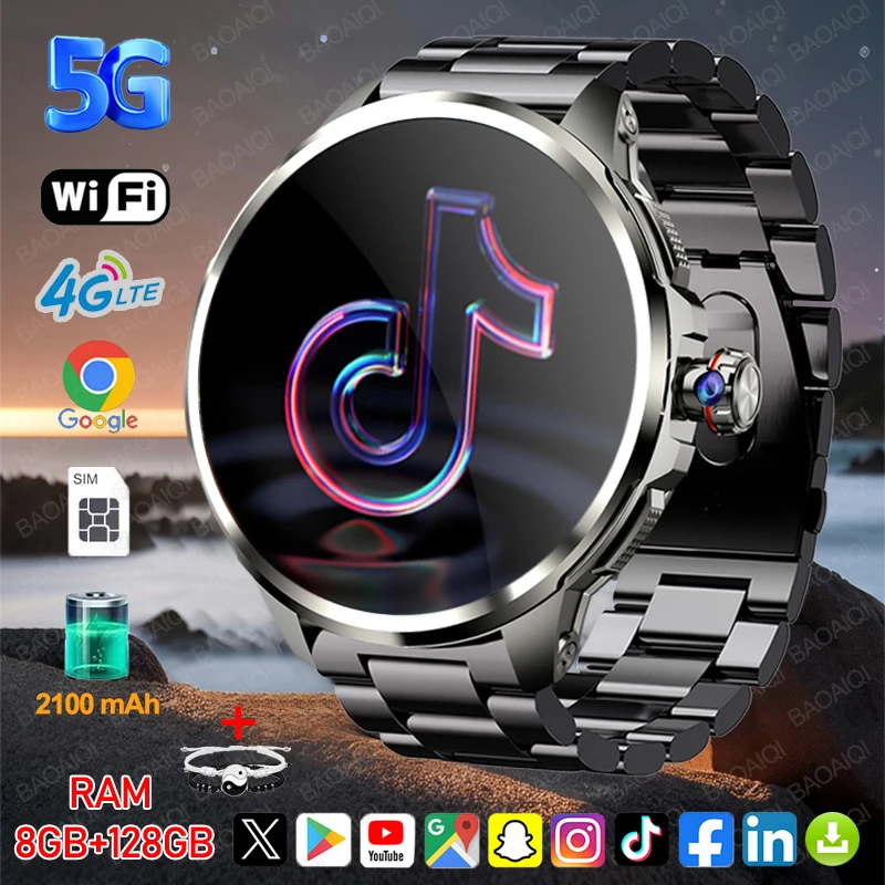

4G Full Netcom 8GB+128GB RAM 5G Smart Watch 1.95 inch 720*720 AMOLED 2100mah Battery 900W Camera GPS WIFI Google Play Smartwatch